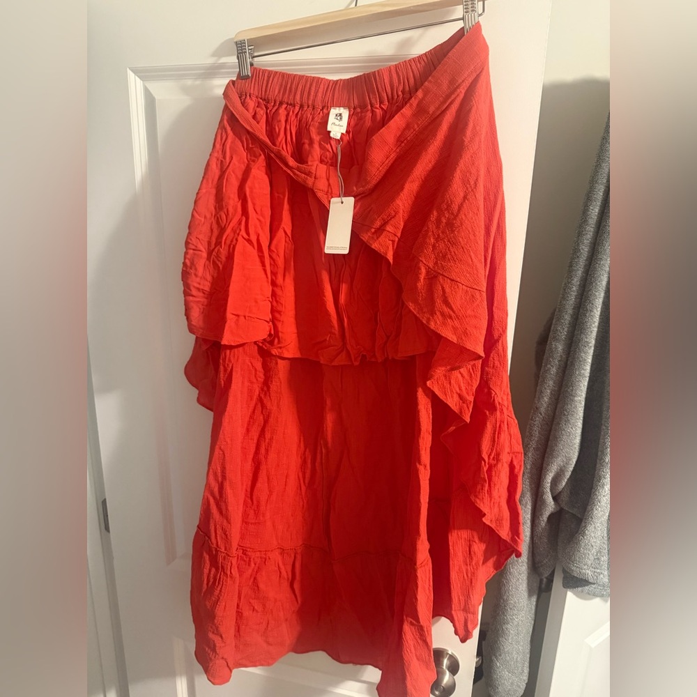 Vici Red High-Low Ruffled Maxi Skirt Set NWT
